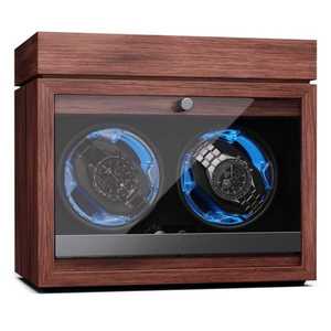 Klarstein Brienz 2, natahovač hodinek, 2 hodinky, 4 režimy, dřevěný vzhled, modré vnitřní osvětlení obraz