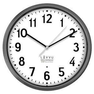 LAVVU Šedé hodiny Accurate Metallic Silver řízené rádiovým signálem, pr.30 cm obraz