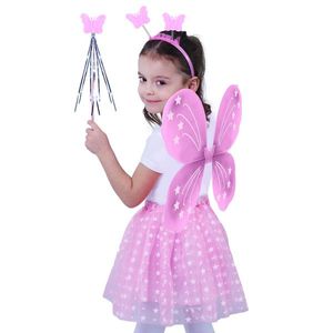 Rappa Dětský kostým tutu sukně růžový motýl s křídly obraz