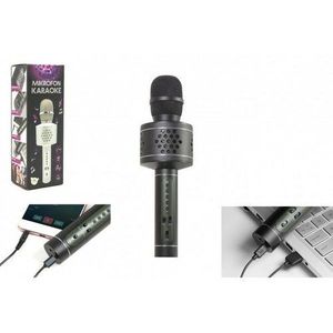 Teddies Mikrofon karaoke Bluetooth, černá, na baterie, s USB kabelem obraz