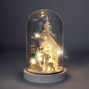 Solight LED vánoční Zasněžený domek, bílá, 18cm, 10x LED, 2x AA obraz