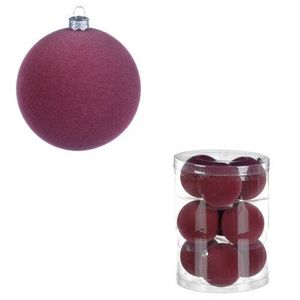 Vánoční plastové koule, sametové, fialová barva. Cena za 1box/9ks. obraz