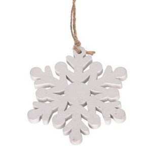Dřevěná vánoční ozdoba Snowflake, bílá, 8 ks obraz