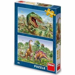 Dino Puzzle Souboj dinosaurů, 2x48 dílků obraz