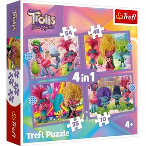 Trefl Puzzle Trollové 3 Barevné dobrodružství, 4v1 (35, 48, 54, 70 dílků) obraz