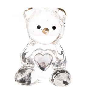 Skleněný medvídek se srdcem čirá, 4 x 2 x 3 cm obraz