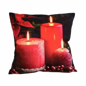 Forbyt Vánoční povlak na polštář Červené svíčky, 40 x 40 cm obraz