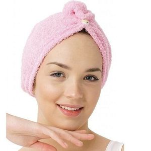Rychleschnoucí froté turban na vlasy růžová obraz