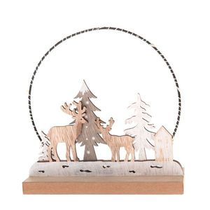 Dřevěná vánoční dekorace s LED světlem Deer forest, 16 x 6 cm obraz