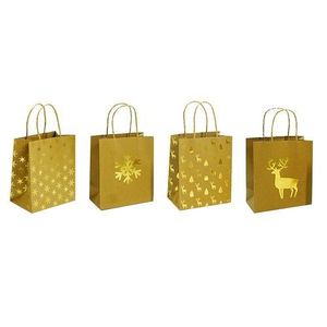 Sada vánočních dárkových tašek 4 ks, zlatá, 24 x 31 x 12 cm obraz