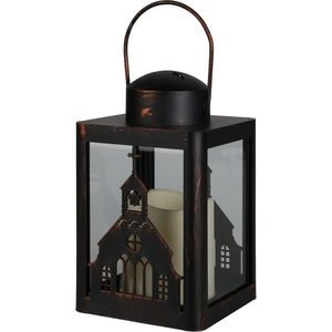 Lucerna s LED svíčkou Church černá, 10 x 16 cm obraz