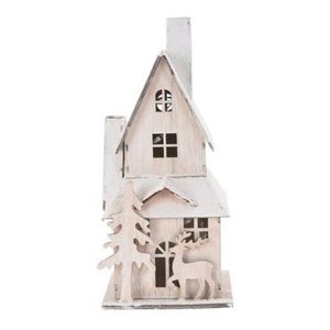 Dřevěný LED domeček Christmas house bílá, 9 x 20, 5 x 9 cm obraz