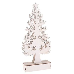 Vánoční dřevěná LED dekorace Stromek bílá, 32 x 15 cm obraz