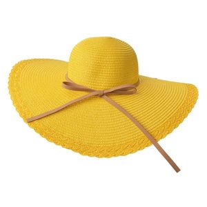 Žlutý klobouk s hnědou úzkou mašlí - Ø 58 cm JZHA0041 obraz