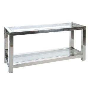 Stříbrný kovový konzolový stolek se skleněnou deskou Luxx - 140*40*70cm 35517 obraz