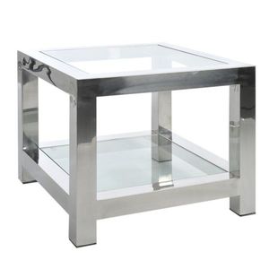 Stříbrný kovový okládací stolek se skleněnou deskou Luxx - 60*60*50cm 35515 obraz
