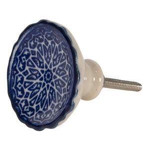 Keramická knopka s modro-bílým květinovým ornamentem – Ø 4*4 cm 64481 obraz