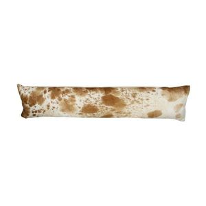 Bílo-hnědý kožený dlouhý polštář z hovězí kůže Cow brown - 90*20*10cm IVTKKB obraz