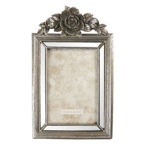 Antik stříbrný fotorámeček s dekorací květiny - 15*3*25 cm / 10*15 cm 2F0765 obraz