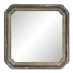 Čtvercové zrcadlo se zaoblenými rohy ve zlatém rámu s patinou - 44*6*44 cm 62S187 obraz