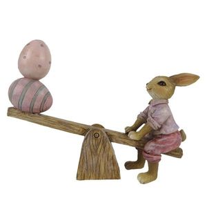 Velikonoční dekorace králíčka s vajíčky na houpačce - 16*3*12 cm 6PR3283 obraz