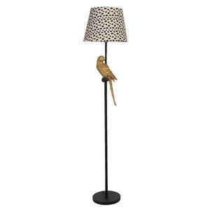 Stojací lampa se vzorovaným stínidlem a dekorací papouška – Ø 37*165 cm E27 5LMC0005 obraz