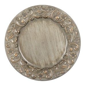 Zlato stříbrný plastový dekorativní talíř - Ø 33*2 cm 64802ZI obraz