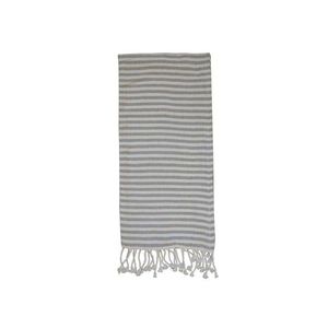Slabounký bavlněný ručník / osuška se šedými pruhy a třásněmi Hammam - 90*180 cm 16086125 (16861-25) obraz