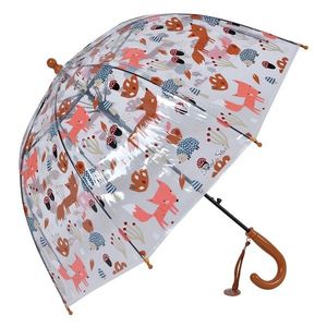 Průhledný deštník pro děti s oranžovým držadlem a zvířátky - Ø 50 cm JZCUM0006O obraz