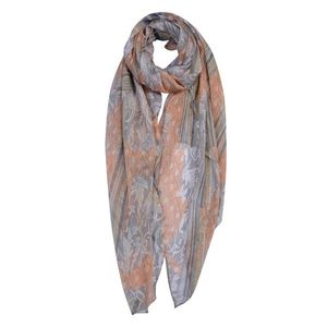 Oranžovo-šedý dámský šátek se vzorem - 90*180 cm JZSC0670O obraz