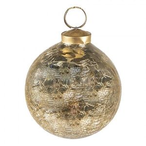 Zlatá vánoční skleněná ozdoba koule s popraskanou strukturou - Ø 9*10 cm 6GL3845 obraz