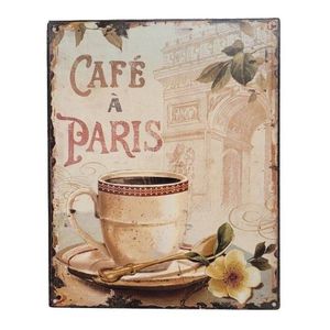 Nástěnná kovová cedule Café a Paris - 20*25 cm 8PL-28820251111 obraz