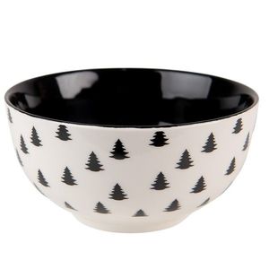 Bílo-černá porcelánová miska se stromky Black&White X-Mas - Ø 14*7 cm / 500 ml BWXBO obraz