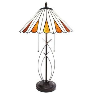 Béžovo-hnědá stolní lampa Tiffany Owa - Ø 41*69 cm E27/max 2*60W 5LL-6280 obraz