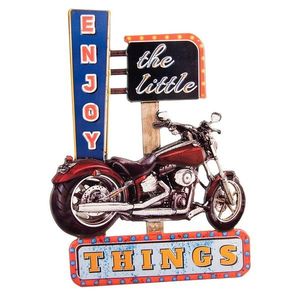 Barevná nástěnná kovová cedule s motorkou Enjoy The Little Things - 43*1*60 cm 6Y5073 obraz