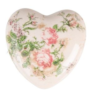 Keramické dekorační srdce s růžemi Rossia L - 11*11*4 cm 6CE1542L obraz