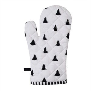 Bílo-černá bavlněná chňapka - rukavice se stromky Black&White X-Mas - 18*30 cm BWX44 obraz