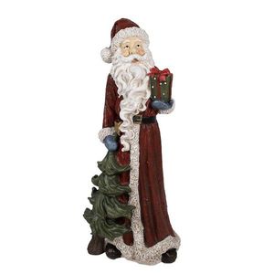 Vánoční dekorace socha Santa se stromkem a dárkem - 45*33*104 cm 5PR0121 obraz