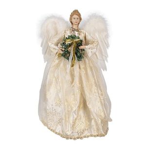 Dekorace socha Anděl s věnečkem a ve zdobných šatech - 28*16*46 cm 65219 obraz