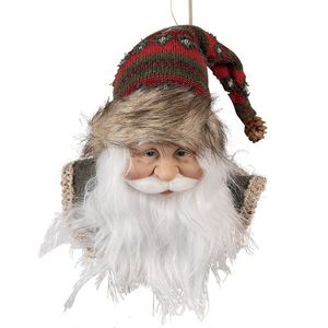 Závěsná dekorace hlava Santa s barevnou čepicí - 10*9*28 cm 65267 obraz