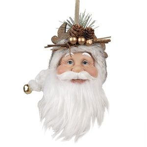 Závěsná dekorace hlava Santa s bílou čepicí - 10*9*28 cm 65272 obraz