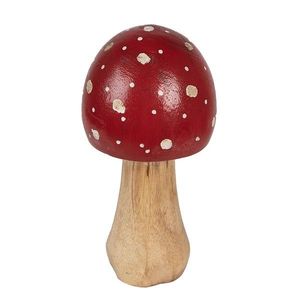 Červeno-hnědá dřevěná dekorace muchomůrka Mushroom L - Ø 8*16 cm 6H2309L obraz