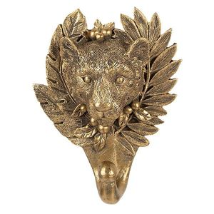 Zlatý antik nástěnný dekorativní háček hlava Levhart - 14*5*17 cm 6PR3763 obraz