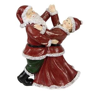 Červená vánoční dekorace tančící Santa s babčou - 12*8*15 cm 6PR3912 obraz