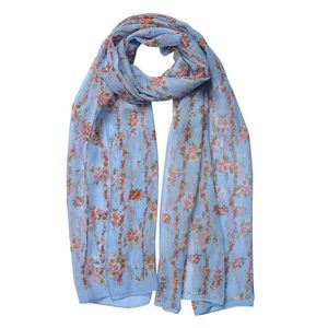 Modrý dámský šátek s růžičkami Women Print - 50*160 cm JZSC0713BL obraz