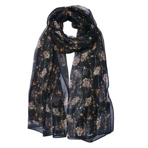 Černý dámský šátek s květy Women Print - 50*160 cm JZSC0713Z obraz