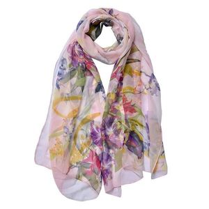 Růžový dámský šátek s potiskem květin - 50*160 cm JZSC0720P obraz