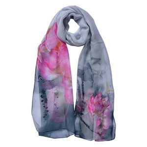 Šedý dámský šátek s potiskem květů Women Print Grey - 50*160 cm JZSC0725G obraz