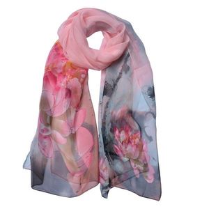 Růžový dámský šátek s potiskem květů Women Print Pink - 50*160 cm JZSC0725P obraz