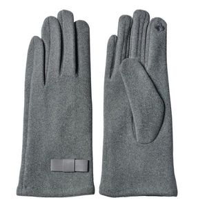 Šedé zimní dámské rukavice s mašličkou - 8*24 cm JZGL0044 obraz